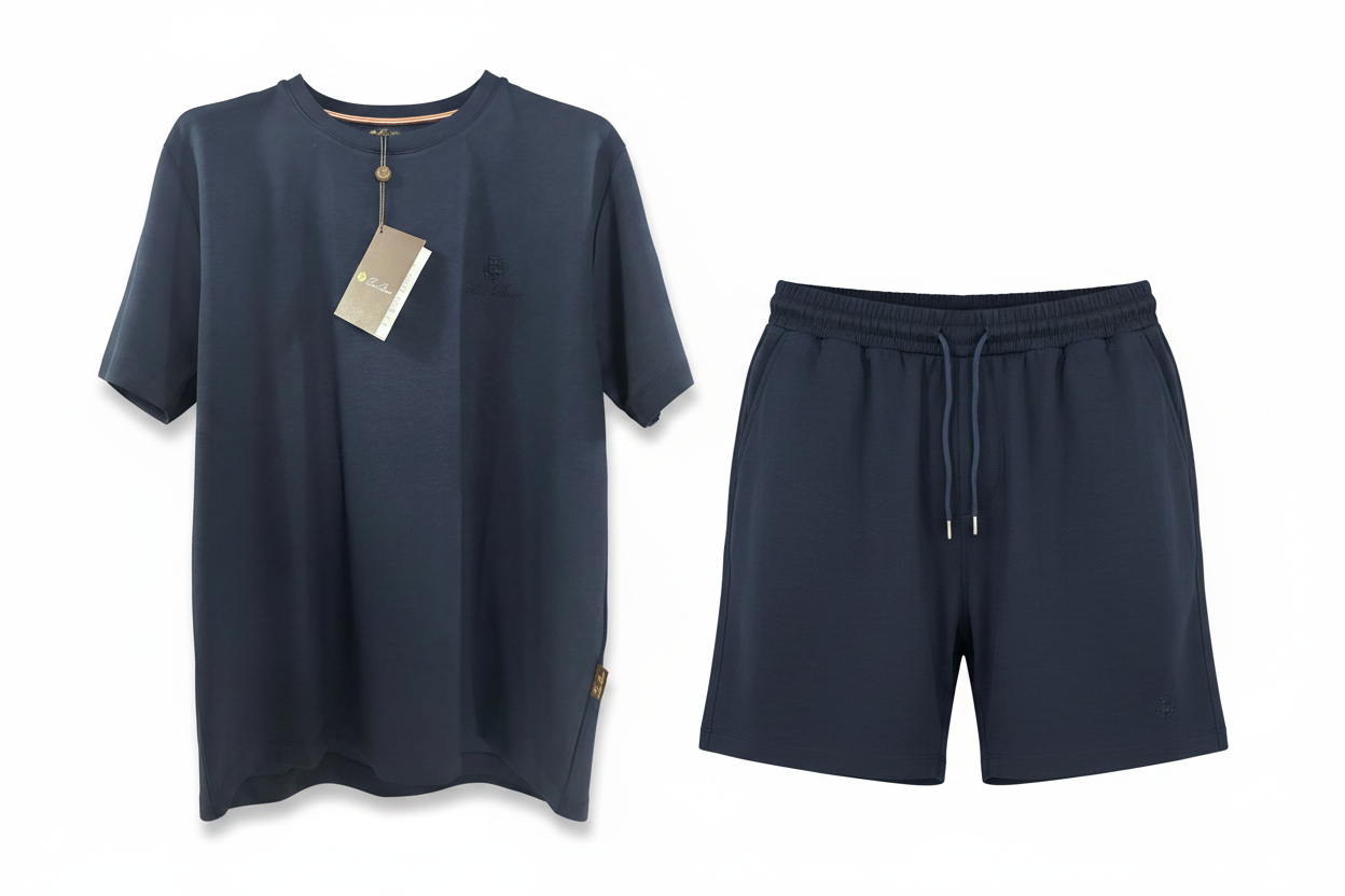 Loro Piana Set – T-shirt & Shorts Navy