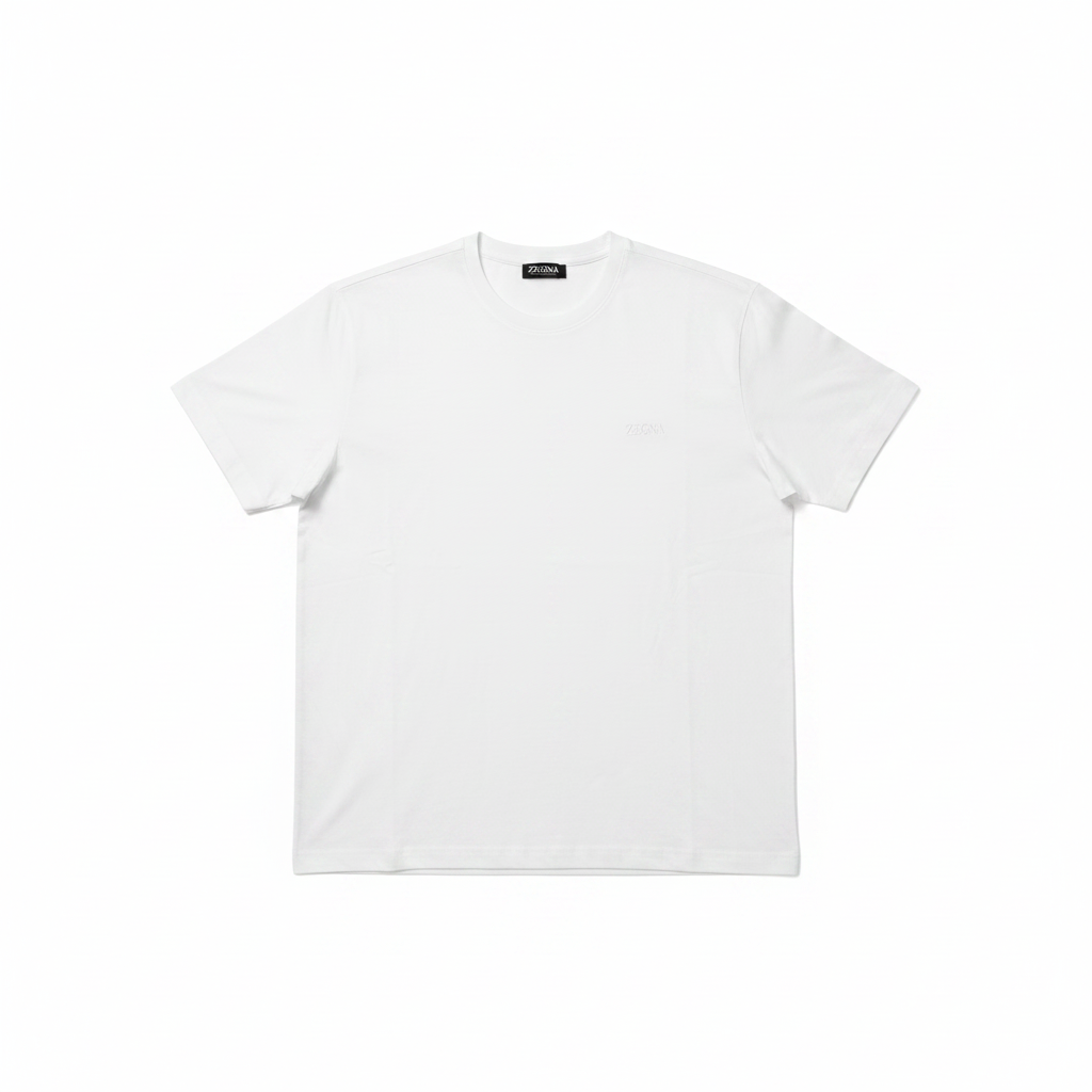 Tricou premium alb Zegna cu fundal alb