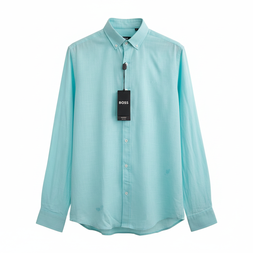 BOSS Linen Shirt Turquoise