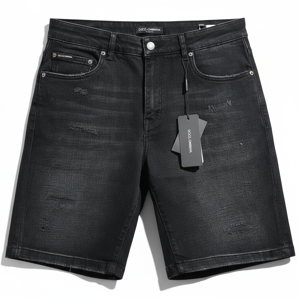 Dolce & Gabbana Black Distressed Denim Shorts