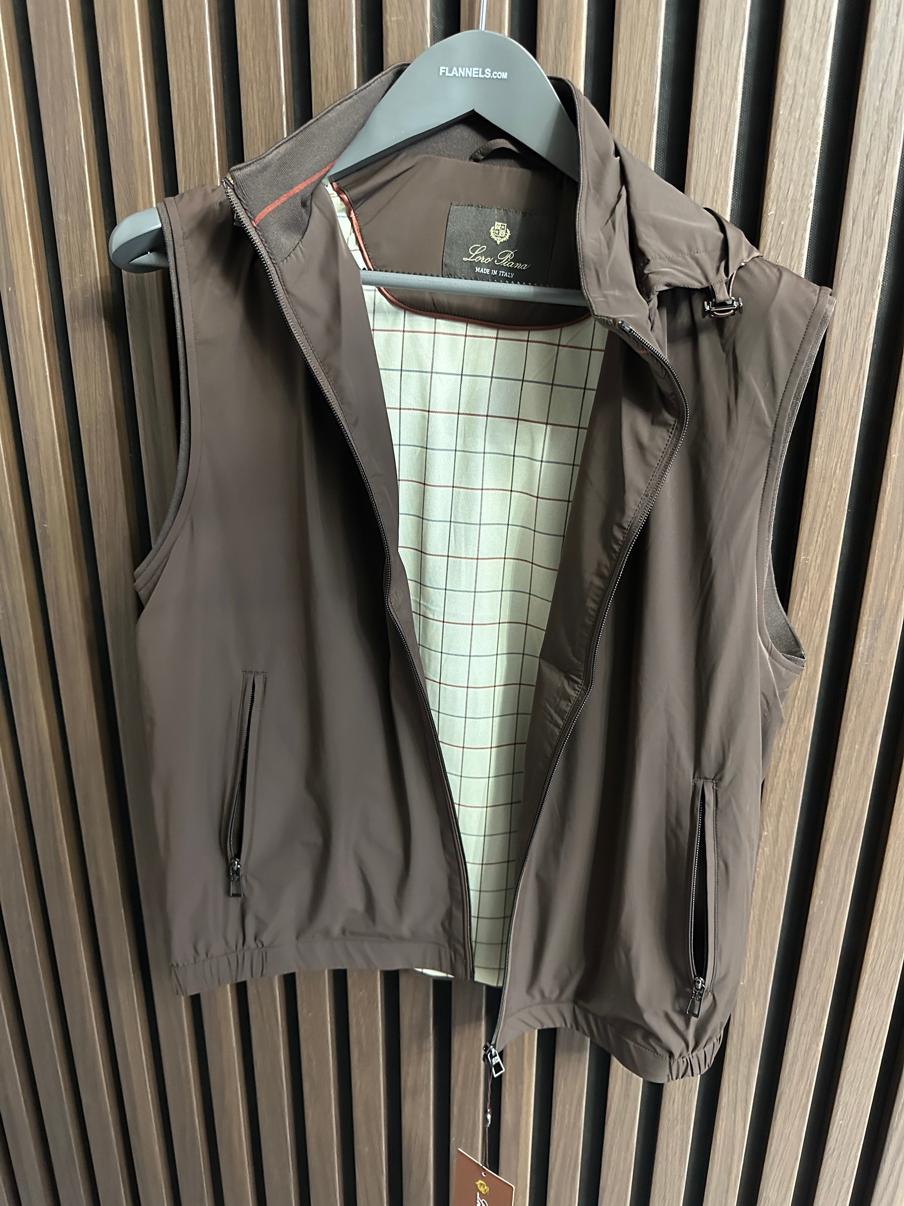 Vestă Premium Loro Piana cu Glugă - Taupe